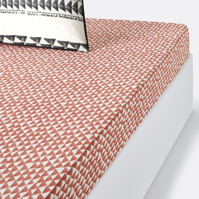 Tiebele Geometric 100% Cotton Fitted Sheet printed LA REDOUTE INTERIEURS