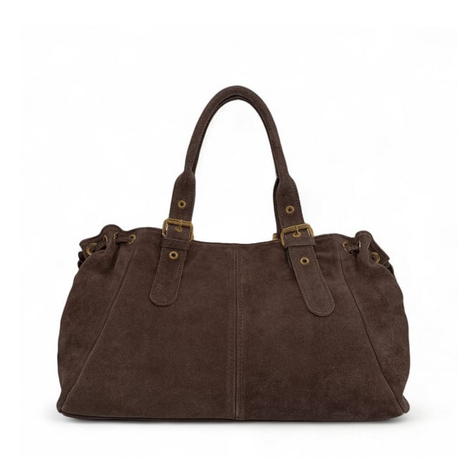 Sac bowling en croûte de cuir PRINCESSE SUEDE XL BRASS - OH MY BAG