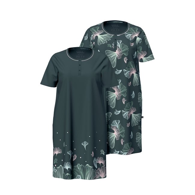 Lot de 2 chemises de nuit / T-shirts longs gris vert foncé <span itemprop=