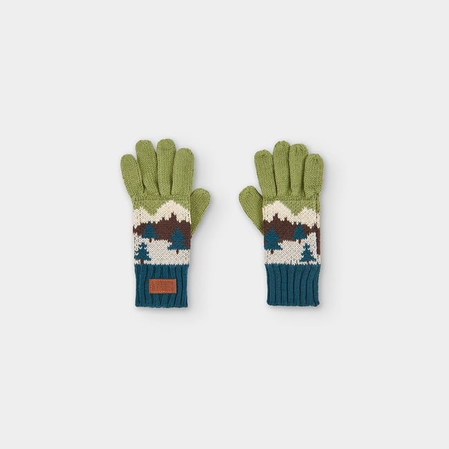 Gant bébé imprimé montagne vert <span itemprop=