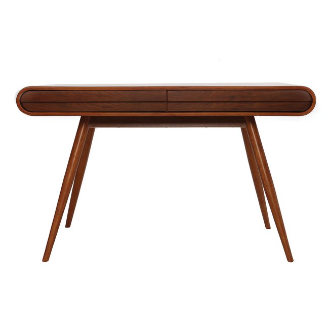 Bureau design avec rangements 2 tiroirs L120 cm BJORG Couleur noyer <span itemprop=