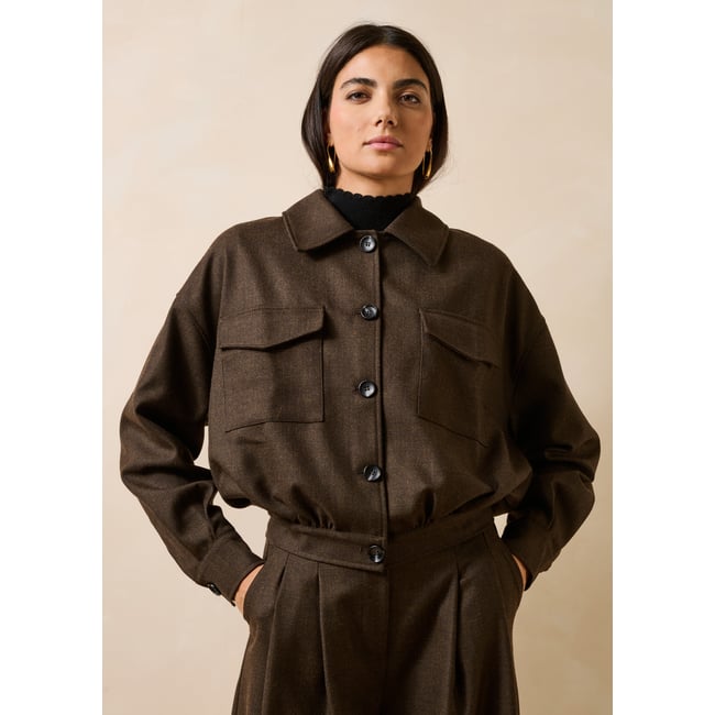 Veste manches longues marron <span itemprop=