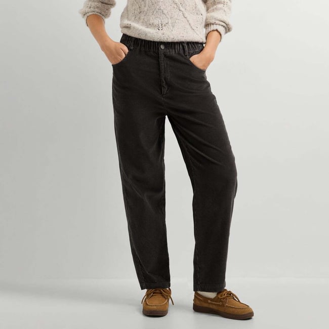 Pantalon Coupe Droite En Velours Côtelé gris <span itemprop=