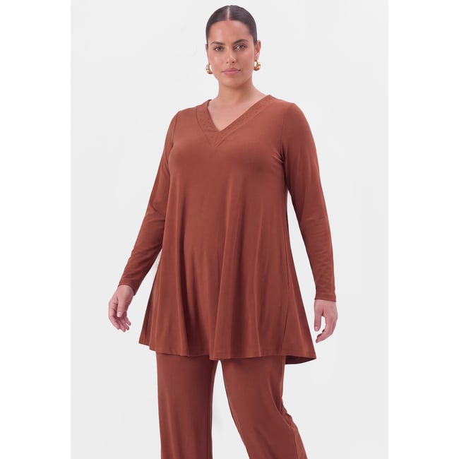 Tunique avec manches longues brun moyen <span itemprop=