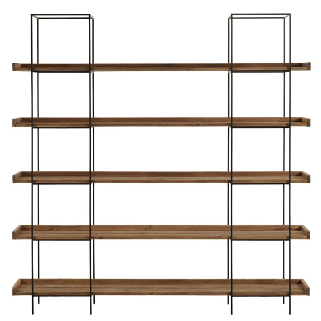Bibliothèque étagère 5 plateaux pin recyclé CRACOVIE Couleur bois naturel <span itemprop=