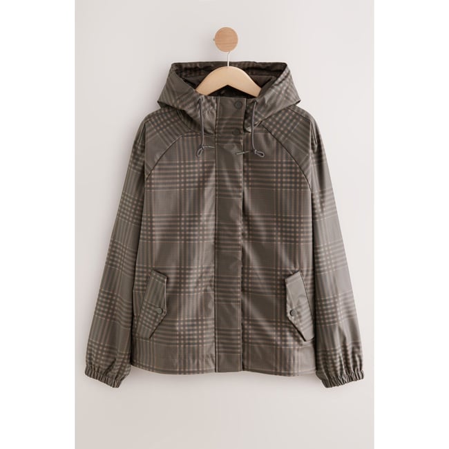 Imperméable en caoutchouc marron à carreaux <span itemprop=