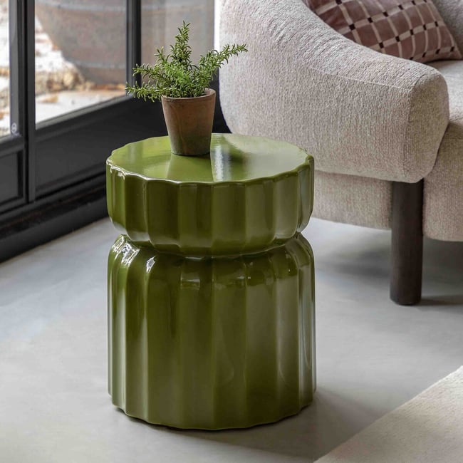 Como Concrete Indoor/Outdoor Side Table, olive, ÉDITÉ