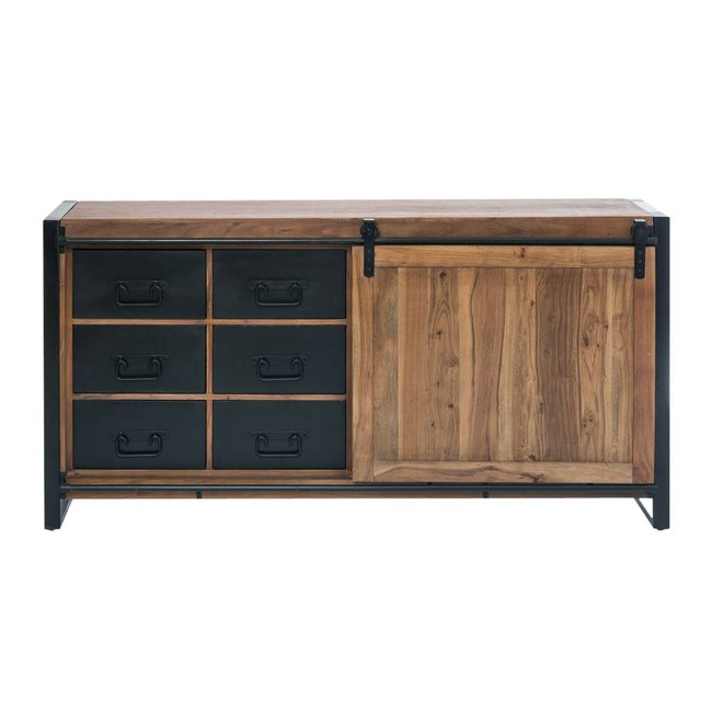 Buffet en bois d'acacia et métal HAVANA Couleur bois foncé <span itemprop=