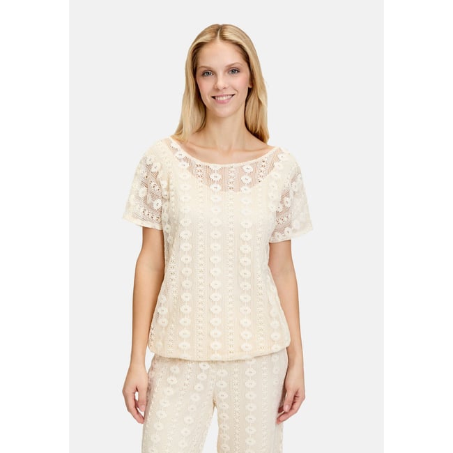 Haut en dentelle à manches tombantes eggnog <span itemprop=