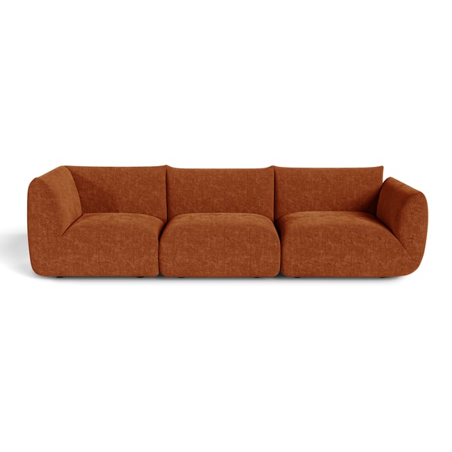 Canapé modulable 5 places en velours chenillé NOOMA Couleur terracotta <span itemprop=