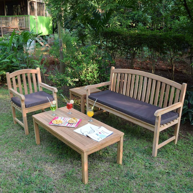 Salon détente en teck massif Darlington, 4/5 places naturel <span itemprop=