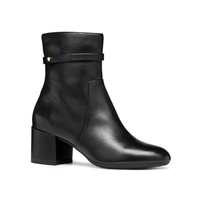 Bottines à talon en cuir Eleana noir <span itemprop=