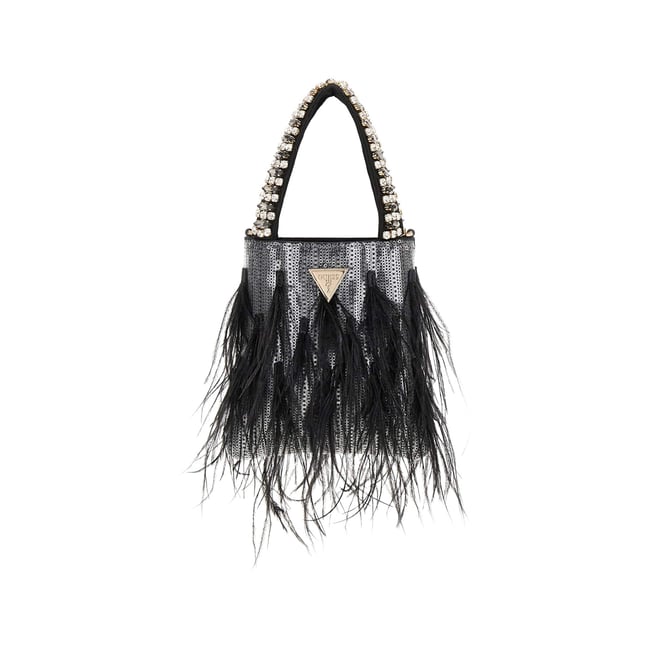 Pochette Misea Plumes noir <span itemprop=