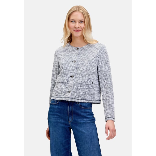 Veste en jersey à manches longues bleu/blanc <span itemprop=