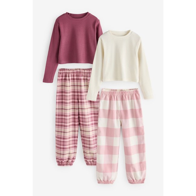 Pyjama avec bas tissé à carreaux, lot de 2 rose <span itemprop=