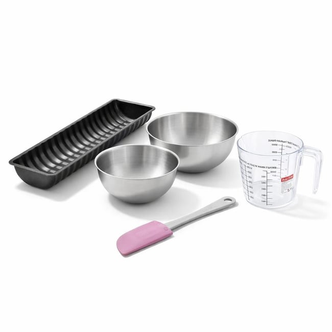 Set de 5 ustensiles de pâtisserie moule à gâteaux bol spatule noir <span itemprop=