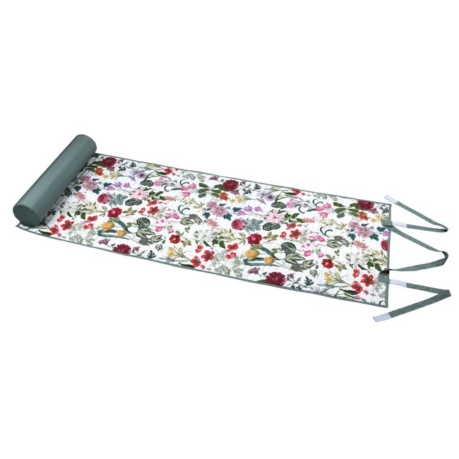 Matelas de plage fleuri vert <span itemprop=