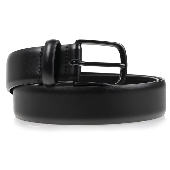 Ceinture en cuir unie et réversible noir <span itemprop=