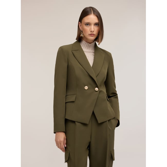 Blazer croisé avec boutons bijoux verde militare <span itemprop=
