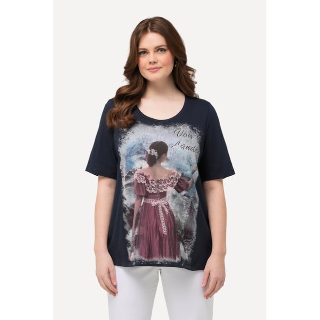 T-shirt à motif style tyrolien marine <span itemprop=