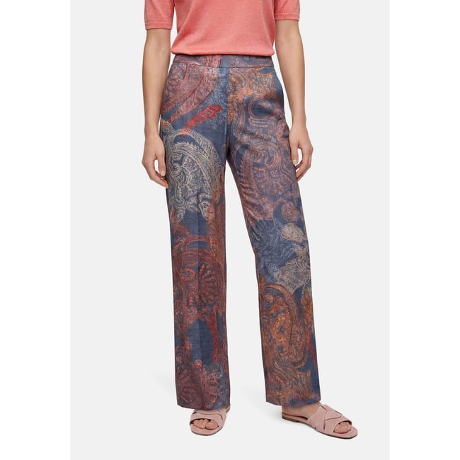 Pantalon Marlene à taille élastique bleu/rouge <span itemprop=