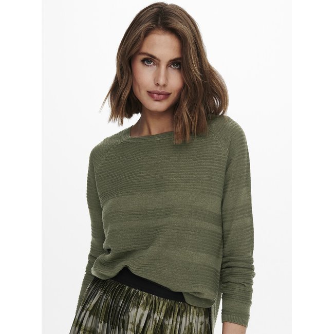 Camisola em malha fina verde escuro <span itemprop=