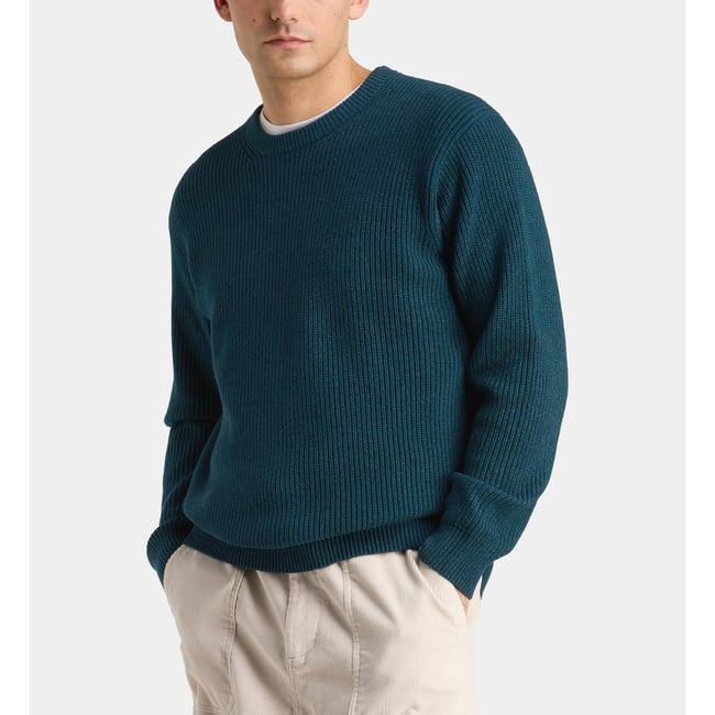 Pull rouline en coton bleu <span itemprop=