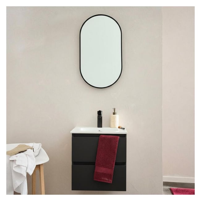 Meuble vasque 45cm robinet noir et miroir SORRENTO - MOB IN