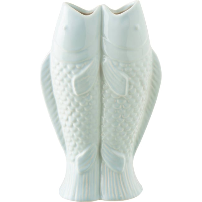Vase poisson en grès Couleur bleu clair <span itemprop=