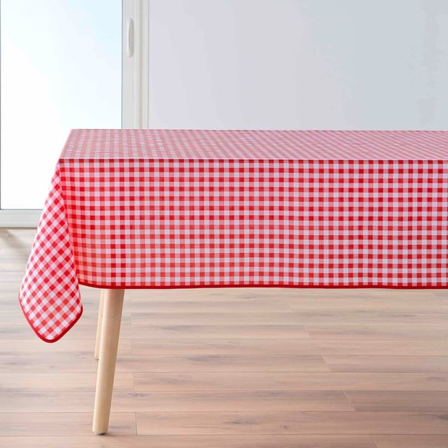 Nappe Rectangulaire 150x240 Antitache Imprimé Vichy Rouge rouge <span itemprop=
