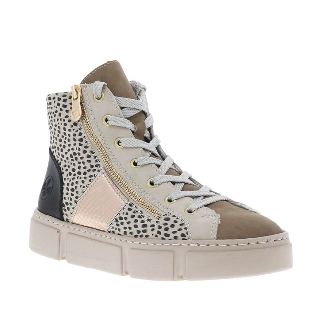 Bottines léopard et à talon plat et à lacets avec zip latéral léopard <span itemprop=