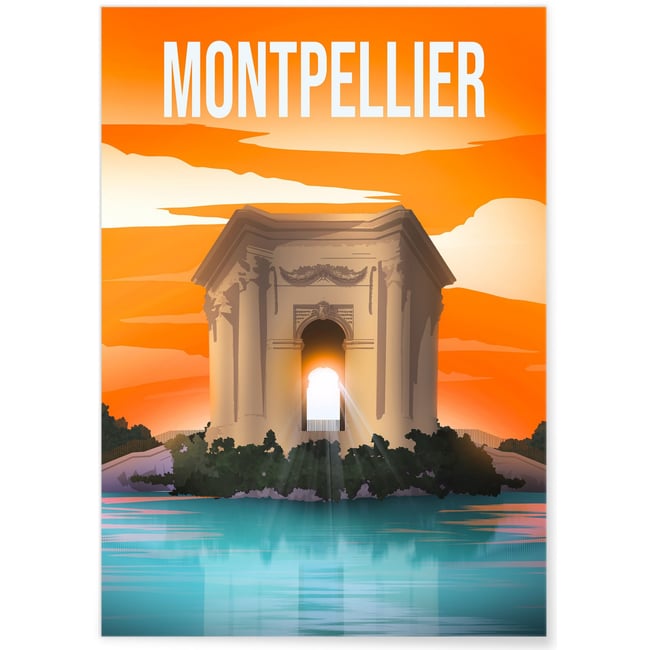 Affiche ville Montpellier Couleur blanc <span itemprop=
