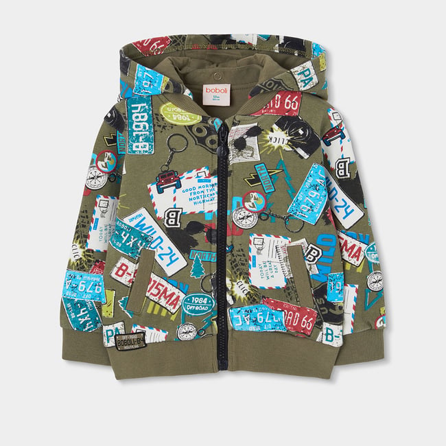 Veste molleton garçon imprimé plaques multicolore <span itemprop=
