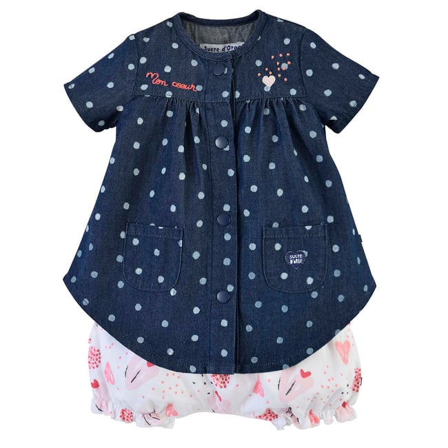 Robe + bloomer alienor bleu <span itemprop=