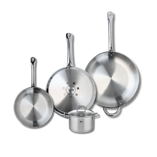 Batterie 3 poêles 24/28/32cm + 1 faitout 14cm PROFI CITRIN gris <span itemprop=