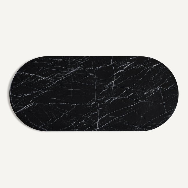Tampo de mesa oval em mármore, L220 cm, Ovalo mármore preto <span itemprop=