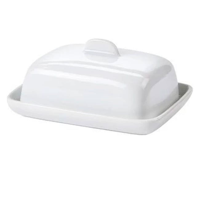 Petit beurrier individuel en porcelaine blanche 9x8x5cm Couleur blanc <span itemprop=