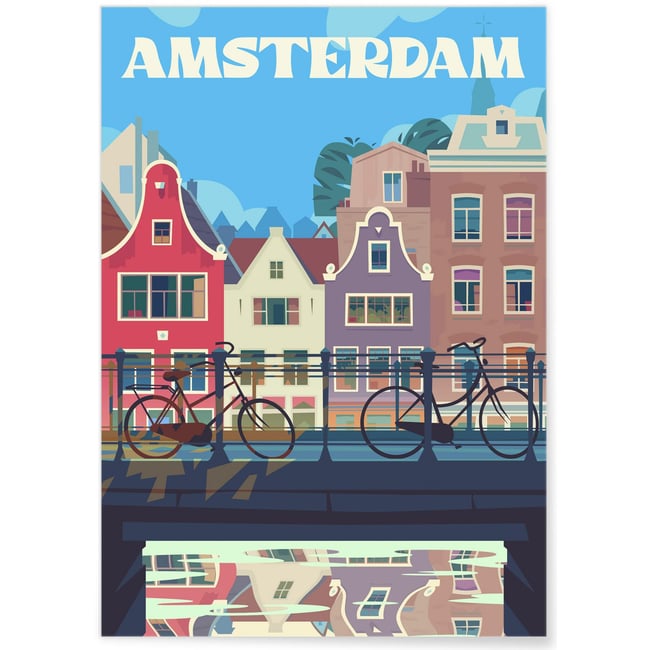 Affiche Amsterdam 2 Couleur blanc <span itemprop=