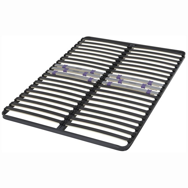 Sommier cadre 20 lattes avec réglage de fermeté gris <span itemprop=