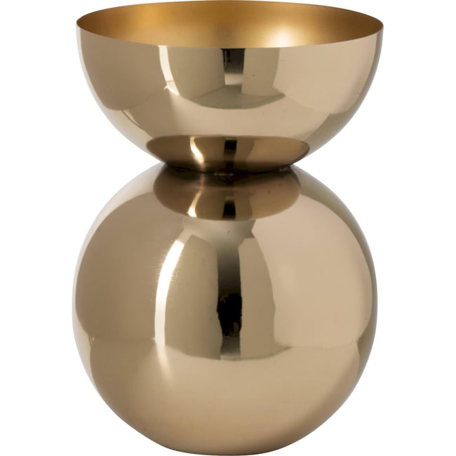 Vase rond en métal brillant Couleur doré <span itemprop=