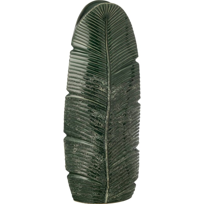 Vase feuille en grès Couleur vert foncé <span itemprop=