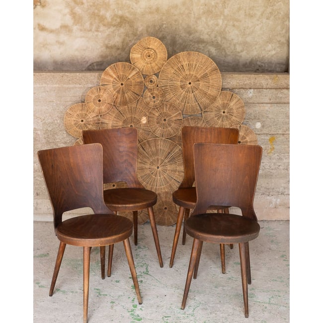 Chaise Mondor Baumann Alma N°1884 - Bon état Couleur bois foncé <span itemprop=