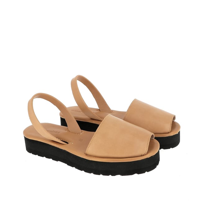 Sandales en cuir semelle AVARCA PLATJA PLATEFORME beige <span itemprop=