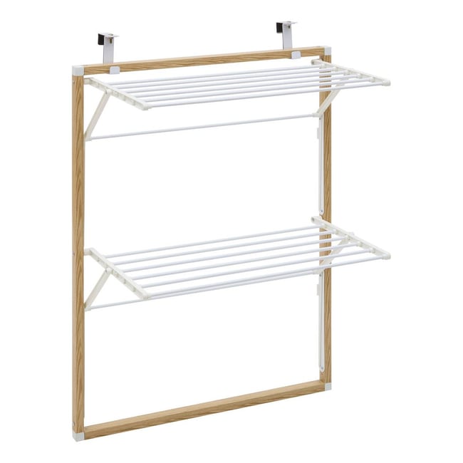 Étendoir à linge porte pliable blanc <span itemprop=