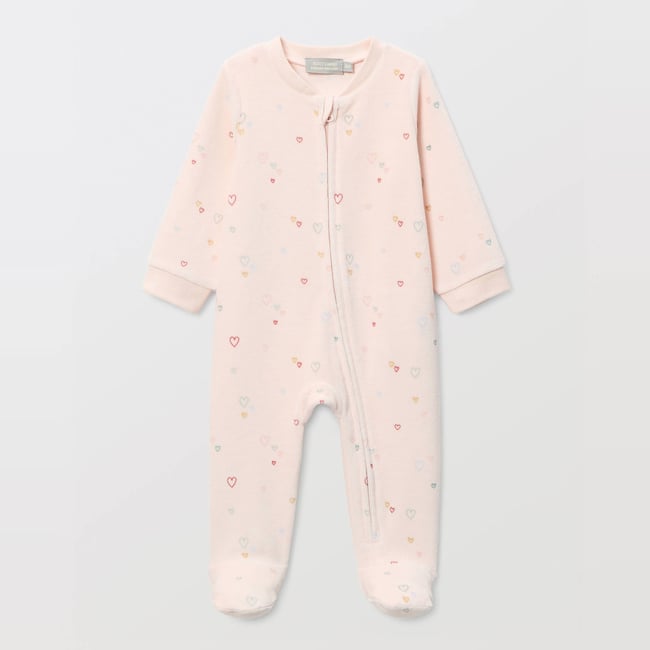 Dors-bien zippé en velours en coton BIO GOTS rosee <span itemprop=