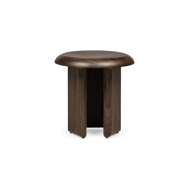 Table d'appoint ronde en bois aspect noyer Couleur noyer foncé <span itemprop=