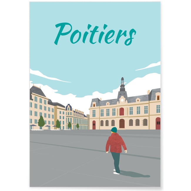 Affiche ville Poitiers Couleur blanc <span itemprop=