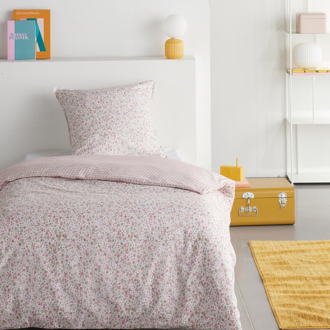 Parure de lit 1 personne HAPPY rose <span itemprop=