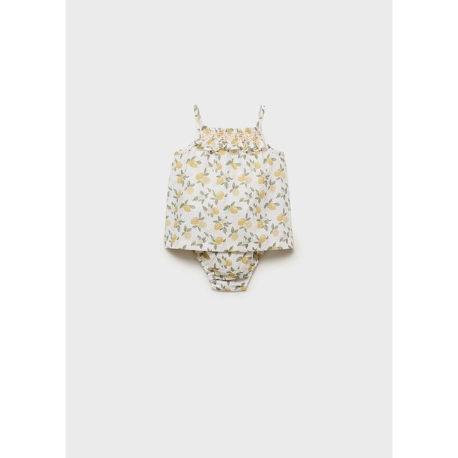 Robe et culotte imprimées jaune <span itemprop=
