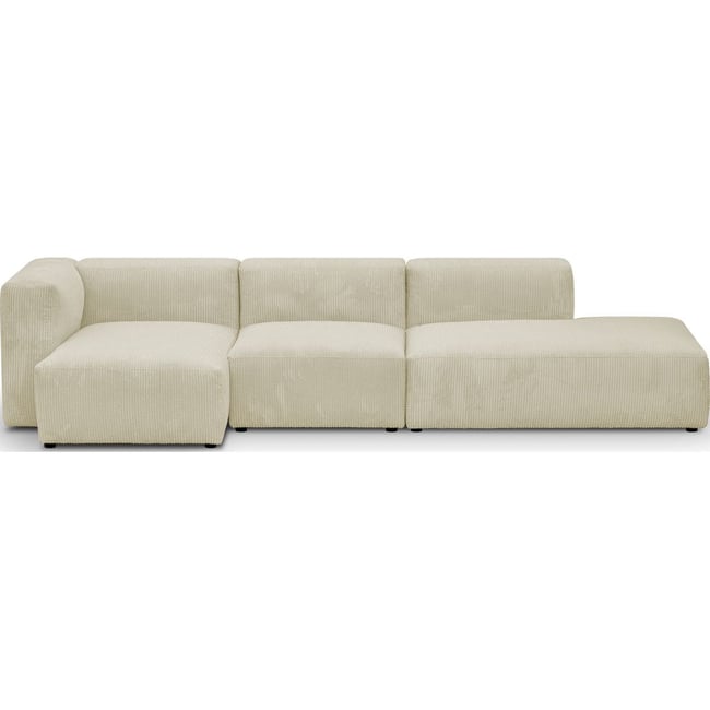 Canapé d'angle à gauche modulable 5 places en velours côtelé - MODULO Couleur beige <span itemprop=